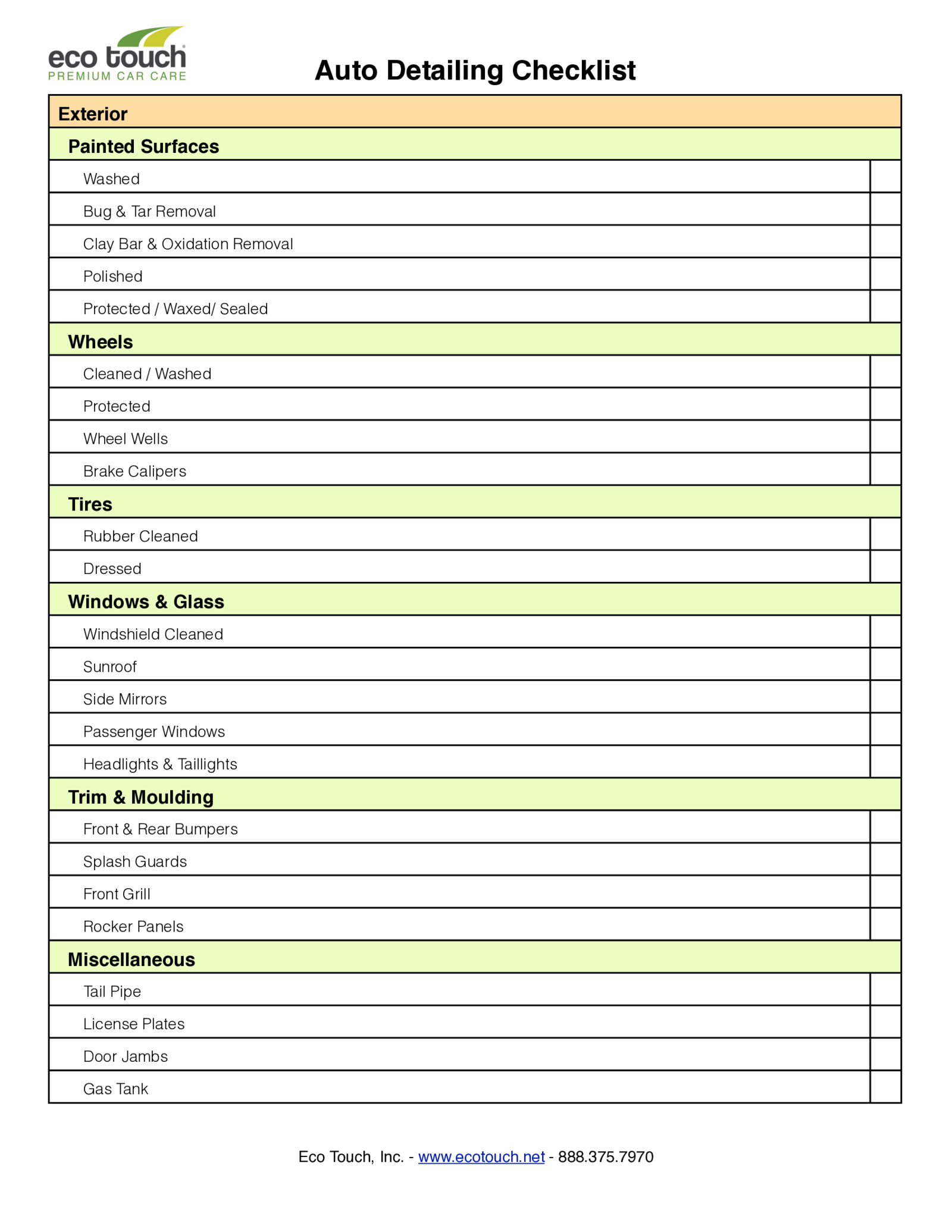 Car Wash Checklist Template - Thumbnail