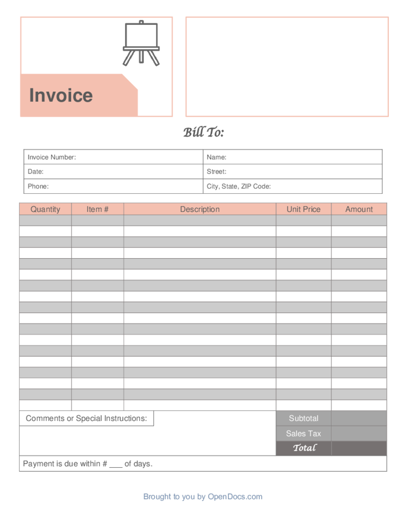 Artist Invoice