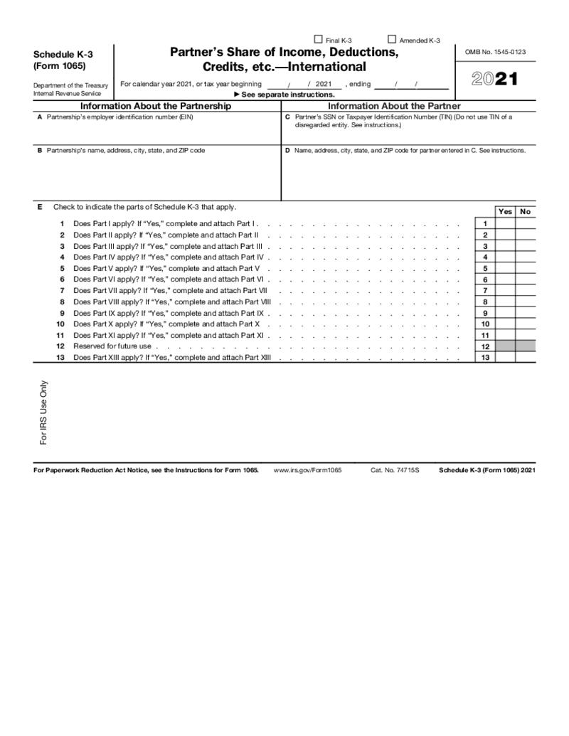 Schedule K-3 (Form 1065) (2021)