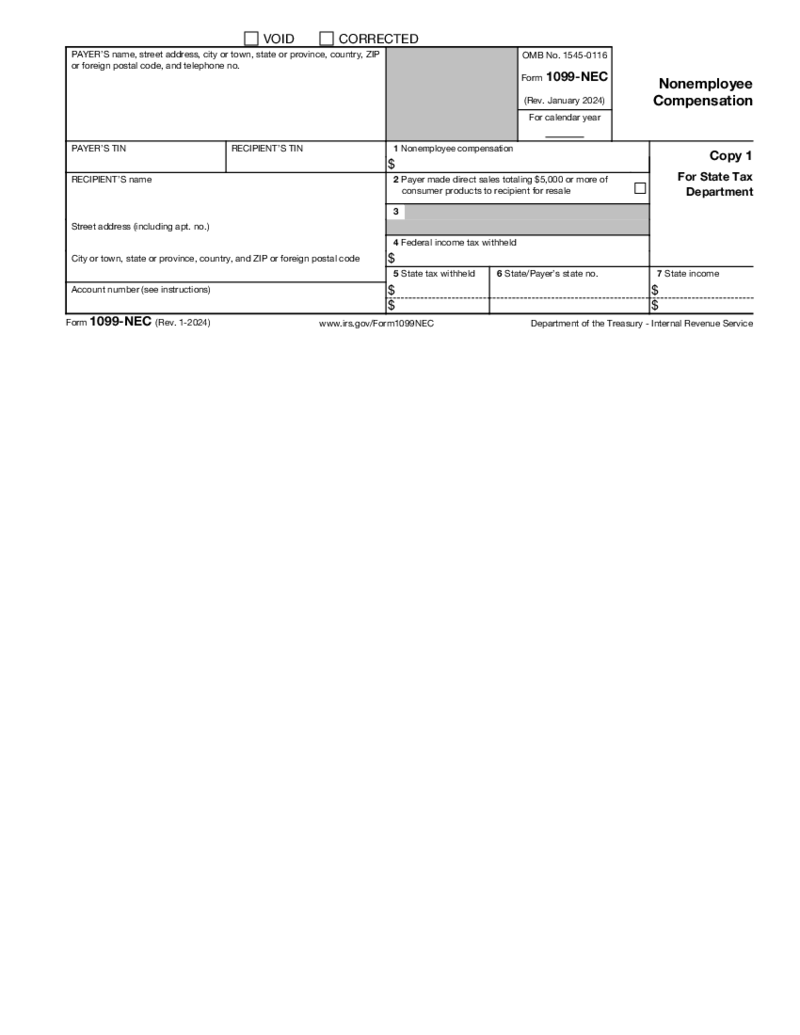1099-NEC Form Copies (2024)