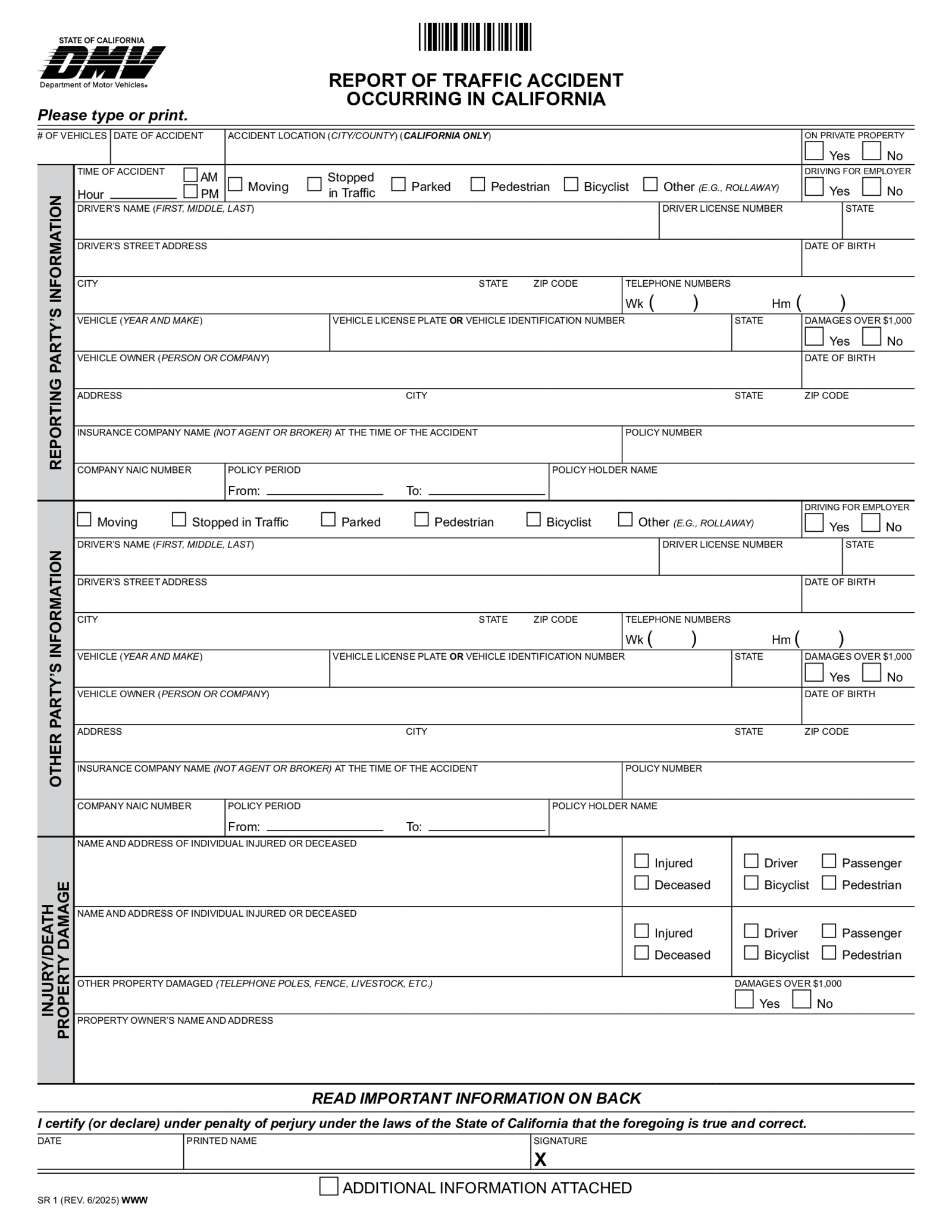 California Traffic Accident Report - Thumbnail