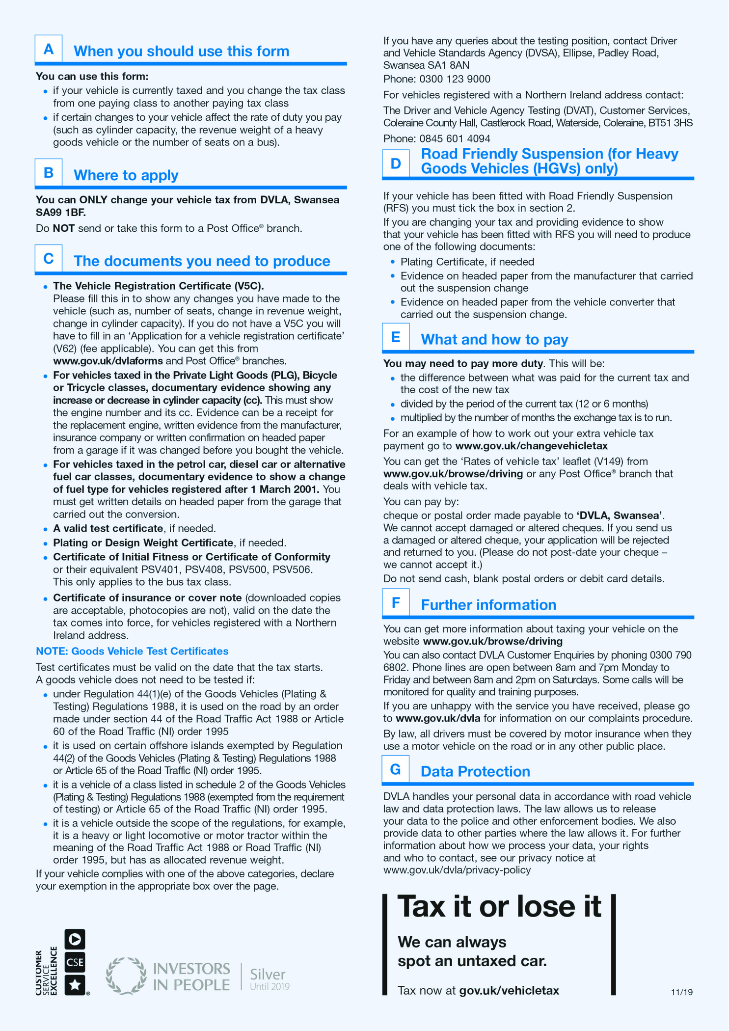 Application to change a vehicle s tax class (V70) - Thumbnail