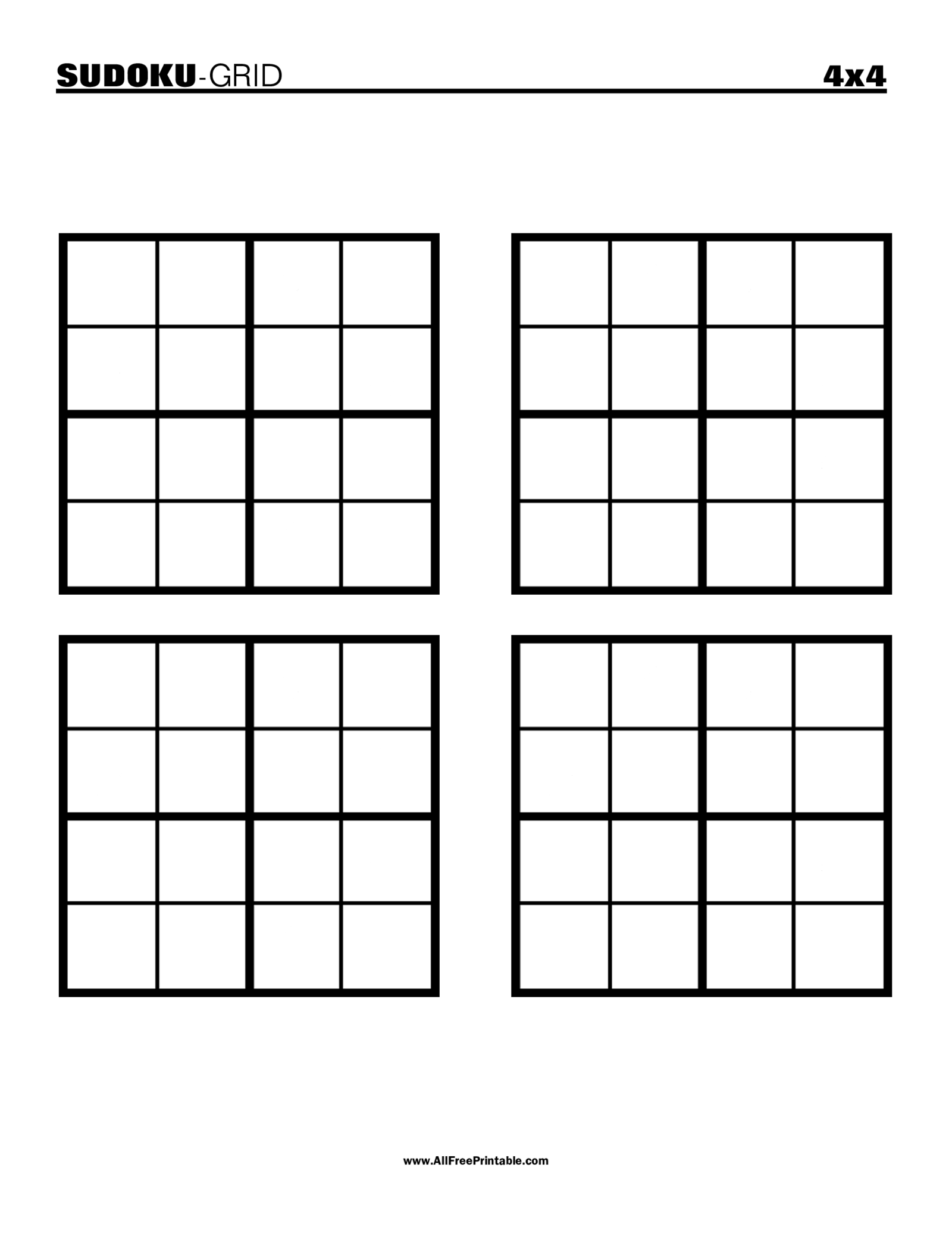 Fillable Blank Sudoku Grid 4x4 - Thumbnail