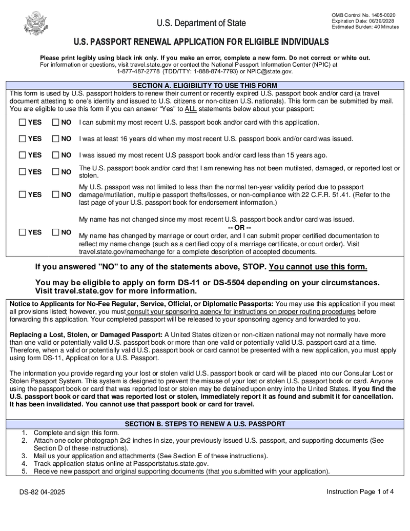 Form DS-82