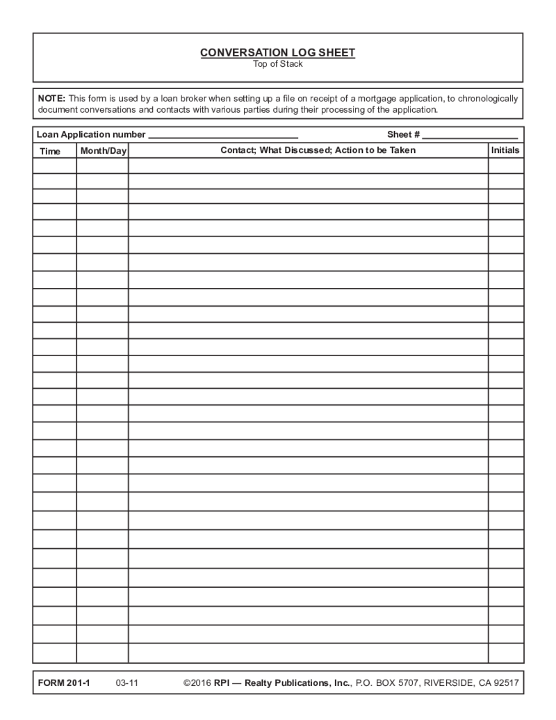 Conversation Log Template