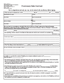 Fillable DR 2567 - Promissory Note Contract - Thumbnail