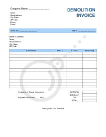 Demolition Invoice Template - Thumbnail