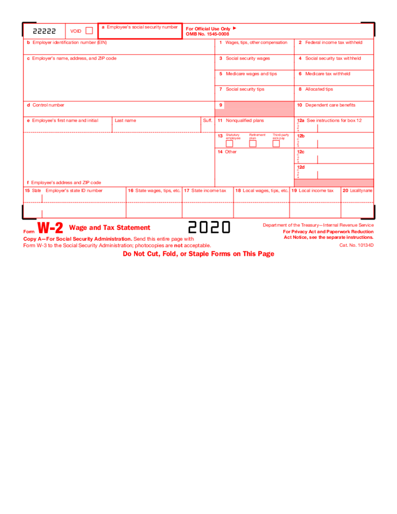 W-2 Form (2020)