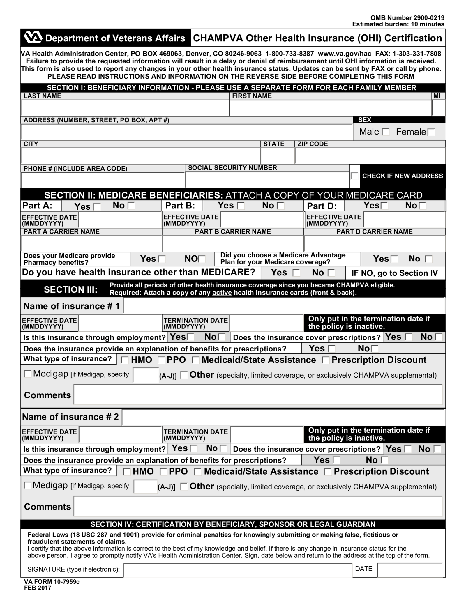 VA Form 10 7959C - Thumbnail