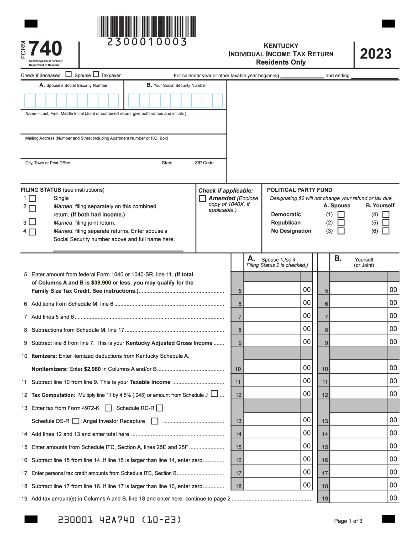 Kentucky Form 740 - Thumbnail