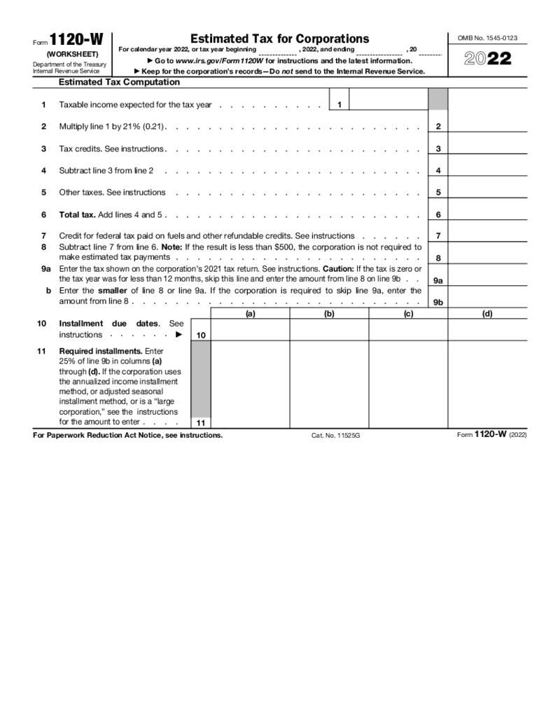 Form 1120-W