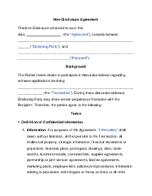 Fillable Example Software Development NDA - Thumbnail