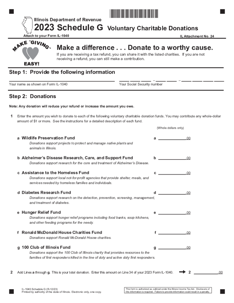 Illinois Tax Form 1040 Schedule G