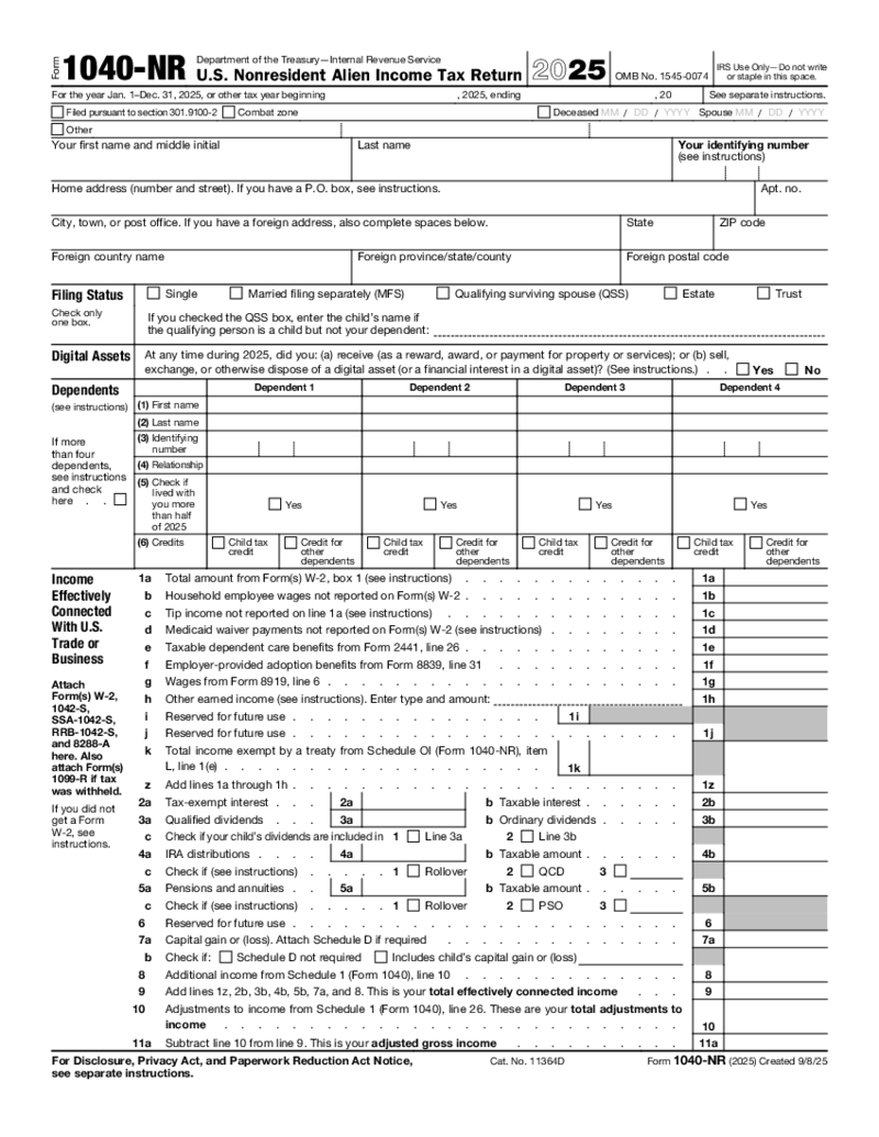 Form 1040-NR (2025)