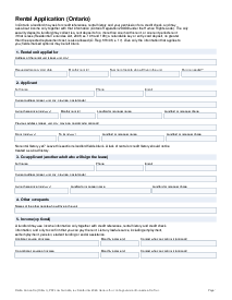 Ontario Rental Application Form - Thumbnail