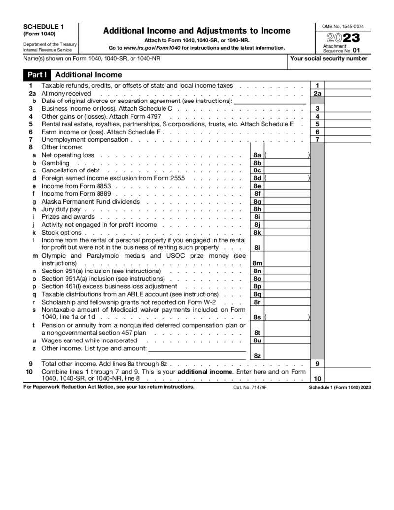 Form 1040 Schedule 1 (2023)