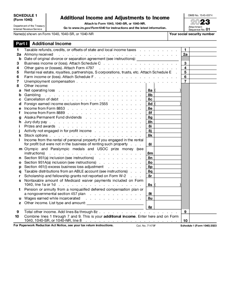 Form 1040 Schedule 1 (2023)