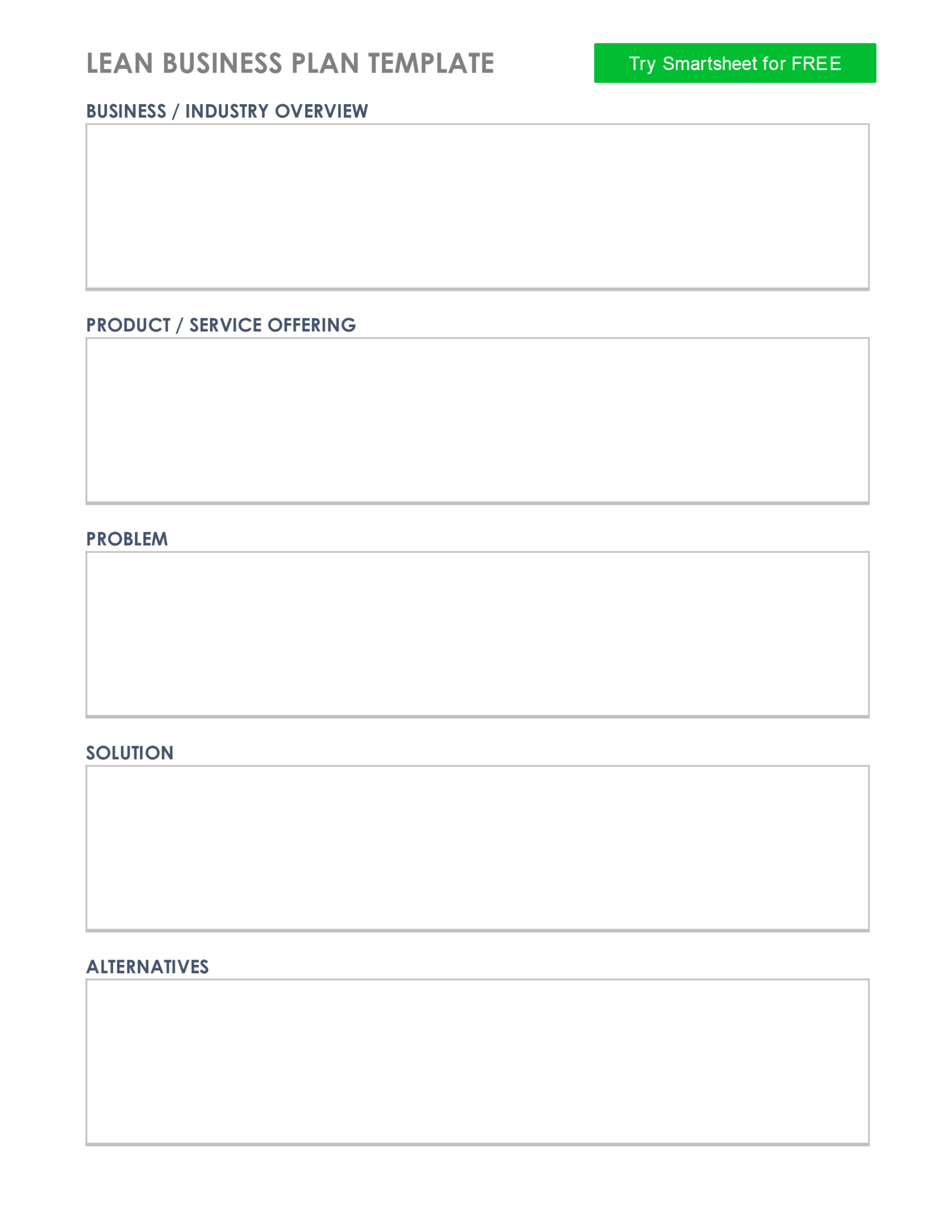 Lean Business Plan Template - Thumbnail