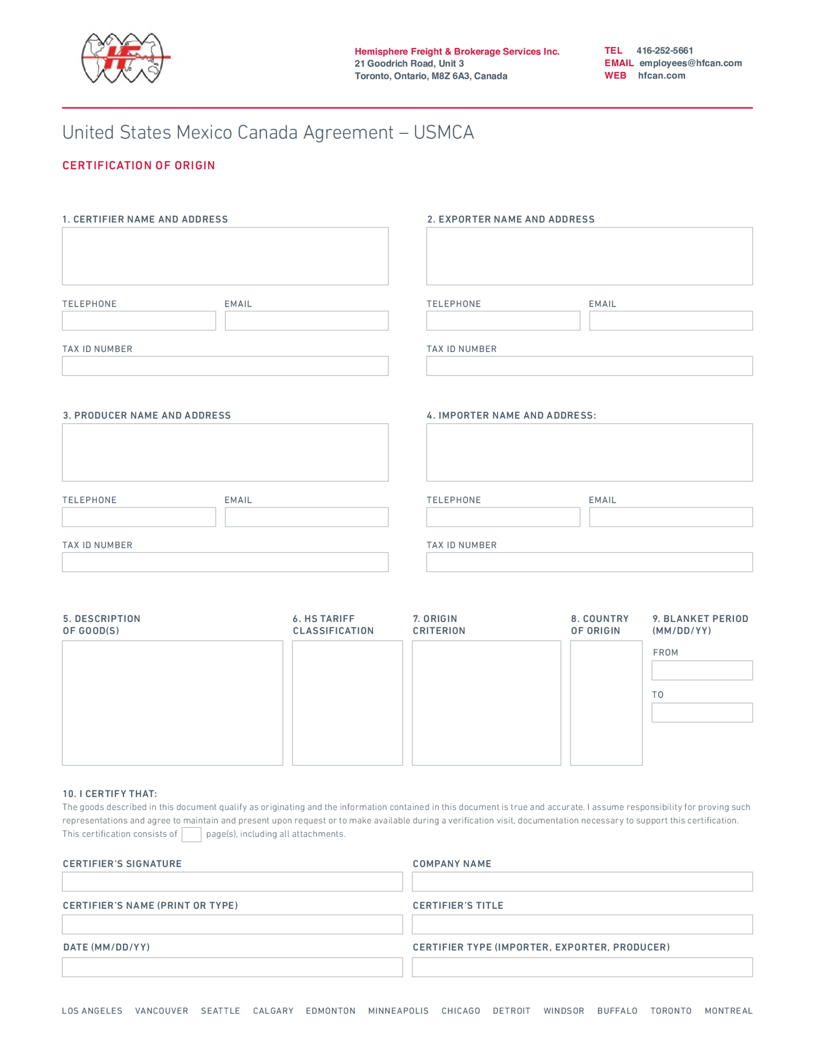 Certification of Origin CUSMA - Thumbnail