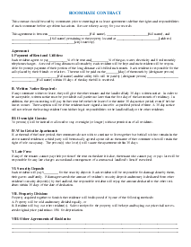 Fillable Roommate Contract - Thumbnail