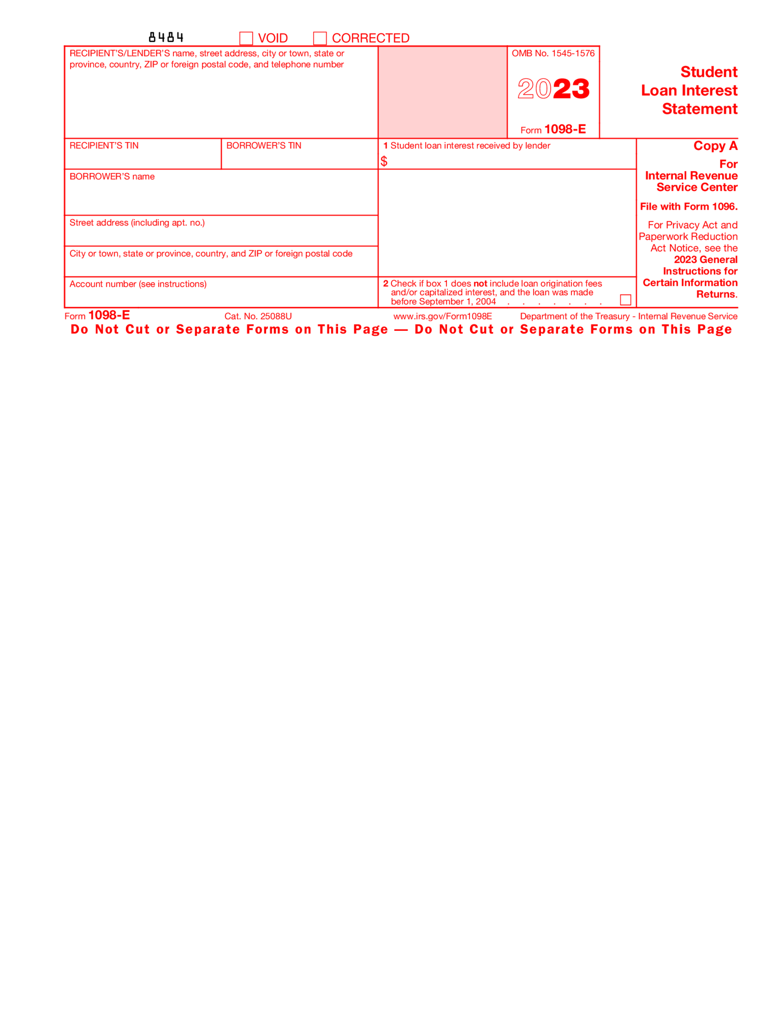 Form 1098-E (2023) - Thumbnail