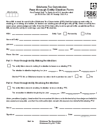 Form 586 Oklahoma Pass-through Entity Election Form (2022) - Thumbnail