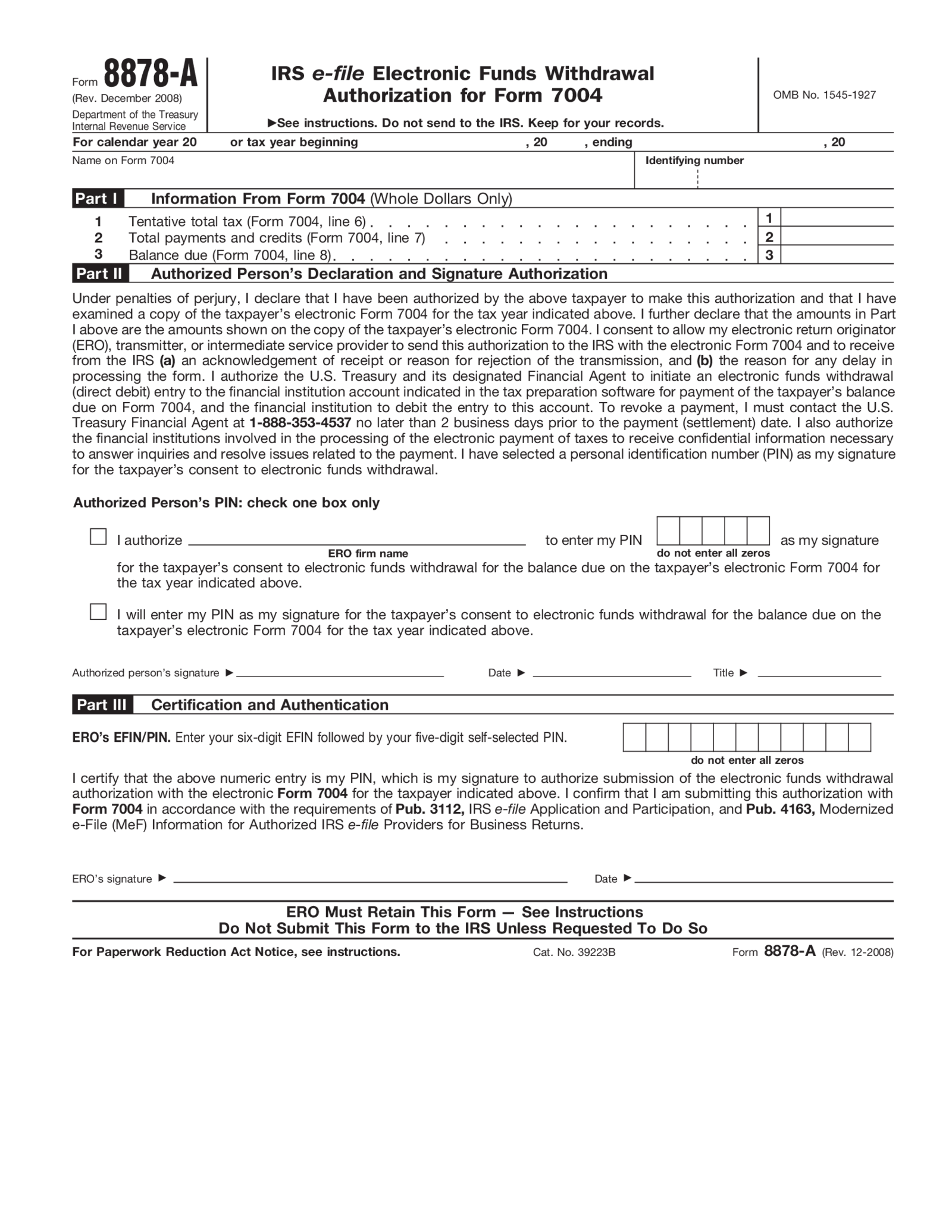 Form 8878-A - Thumbnail