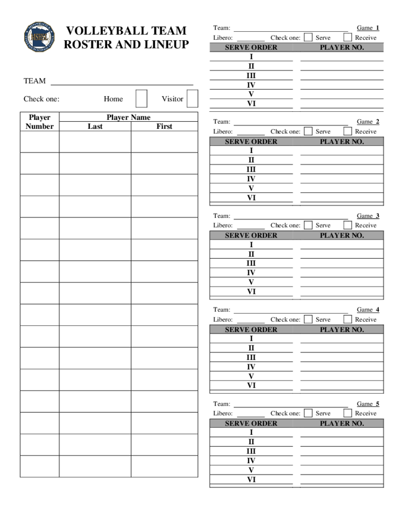 Volleyball Roster and Lineup Template