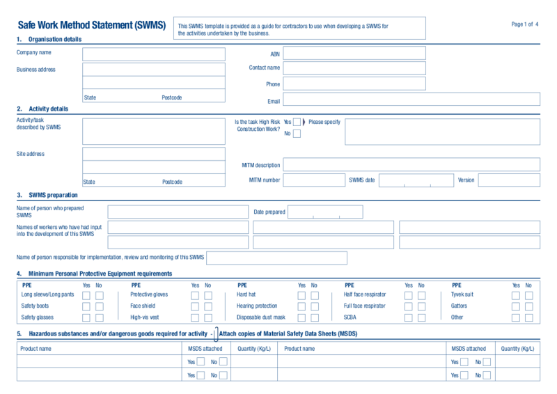 Safe Work Method Statement