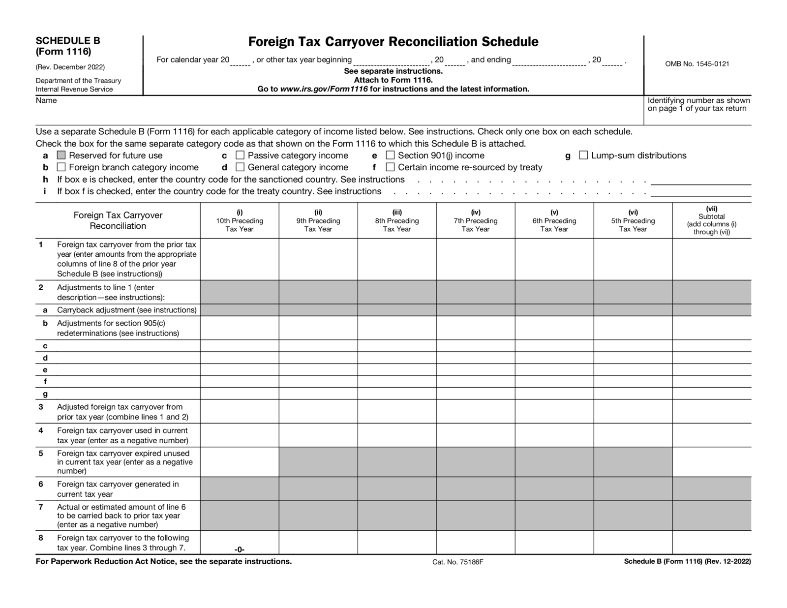 Form 1116 (Schedule B) - Thumbnail