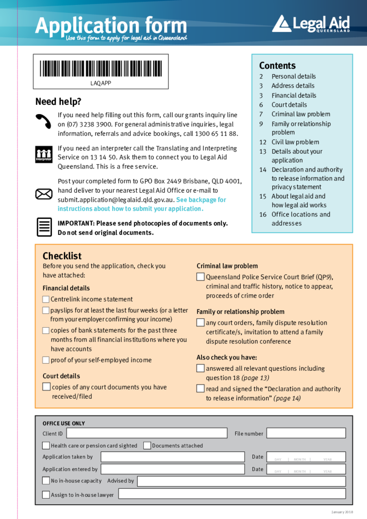 Legal Aid Queensland Application