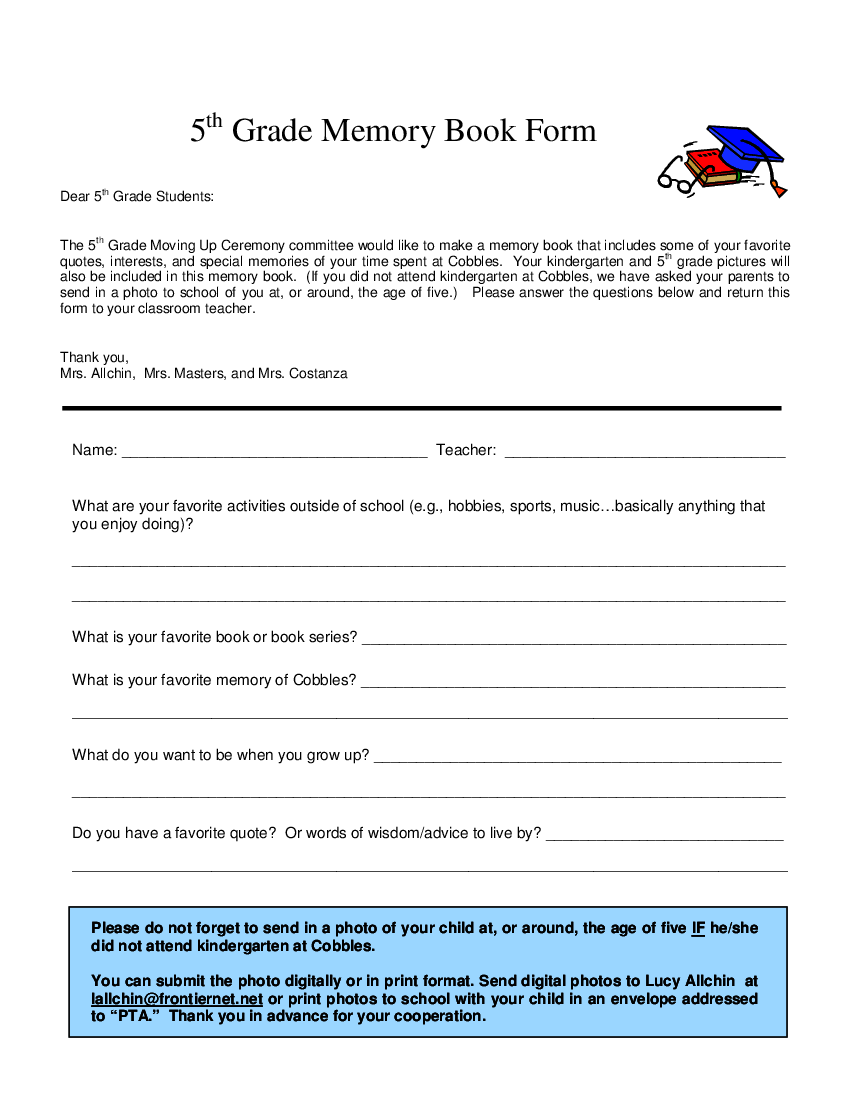 Printable Memory Book Templates