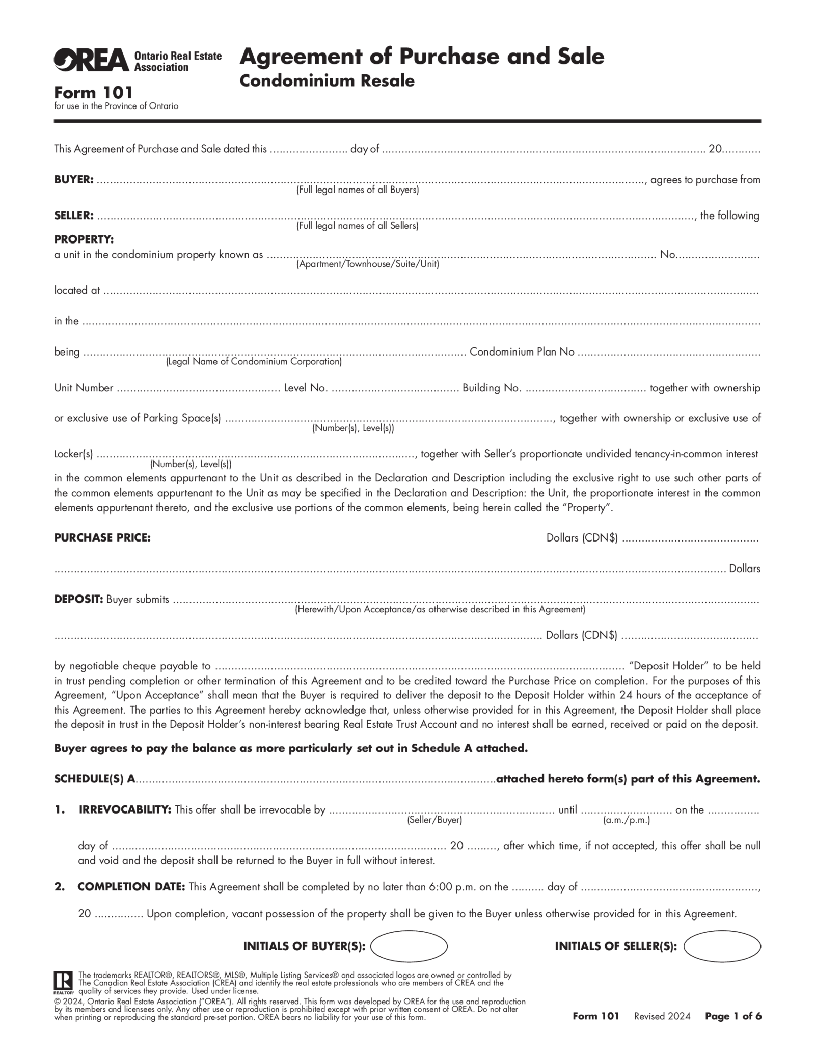 Complete & Download Your OREA Form 101 (Revised 2024 Edition) - Thumbnail