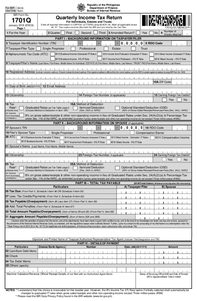 BIR Form 1701Q