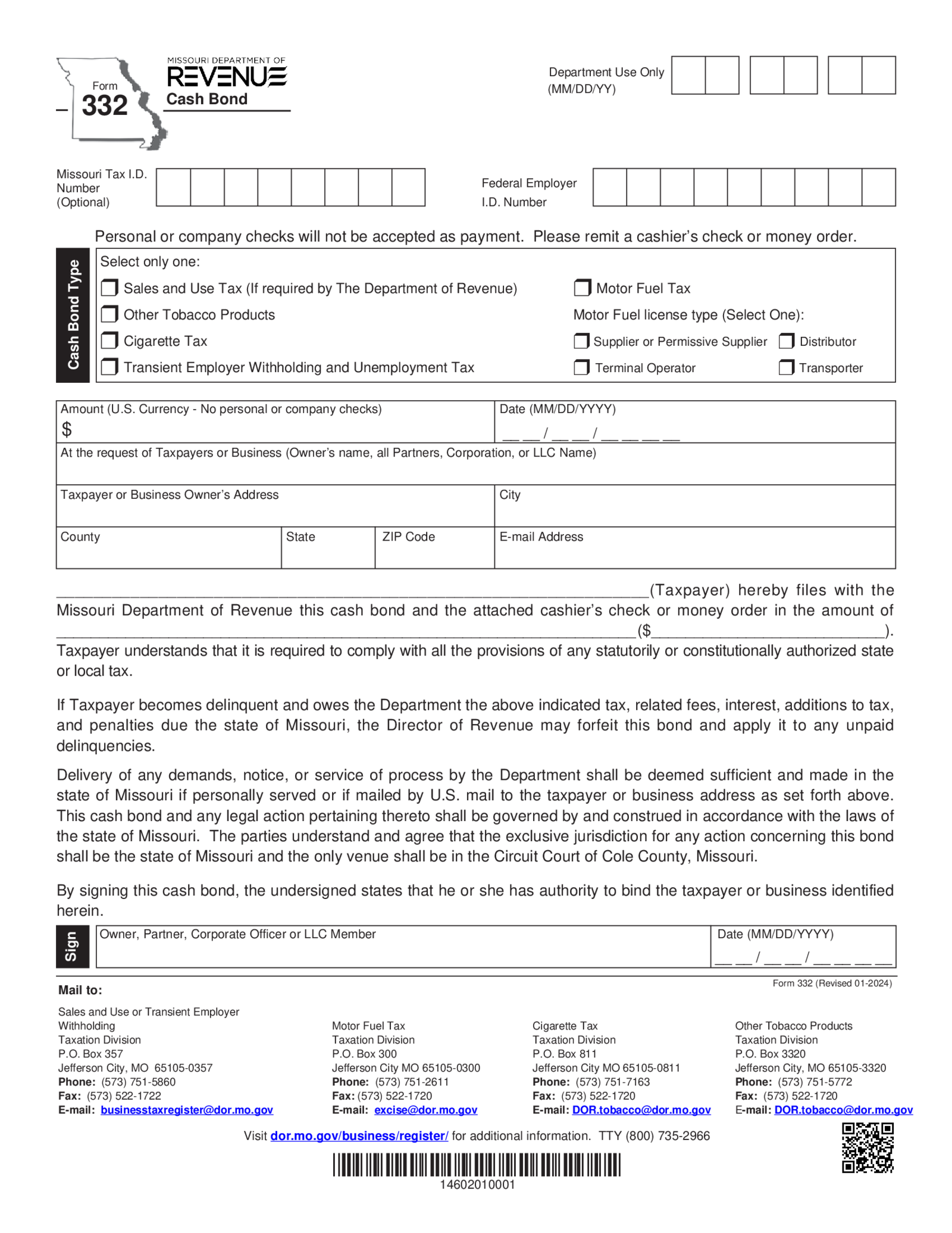 Cash Bond (Form 332) - Thumbnail