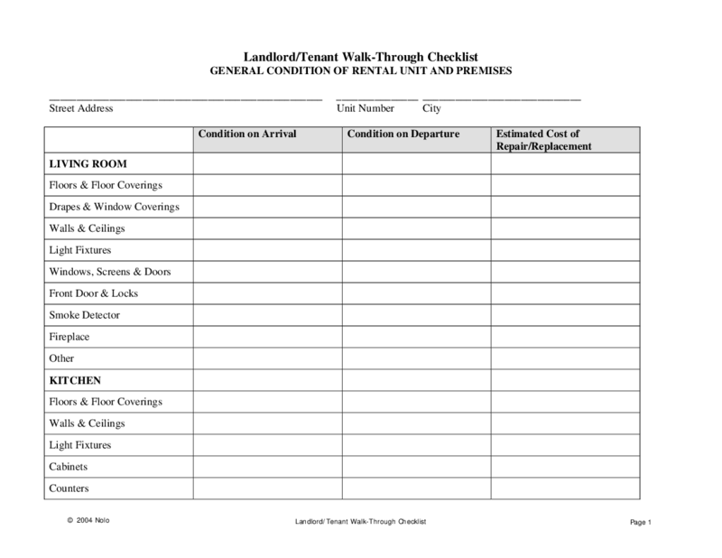 Rental Inspection Walk-Through Form