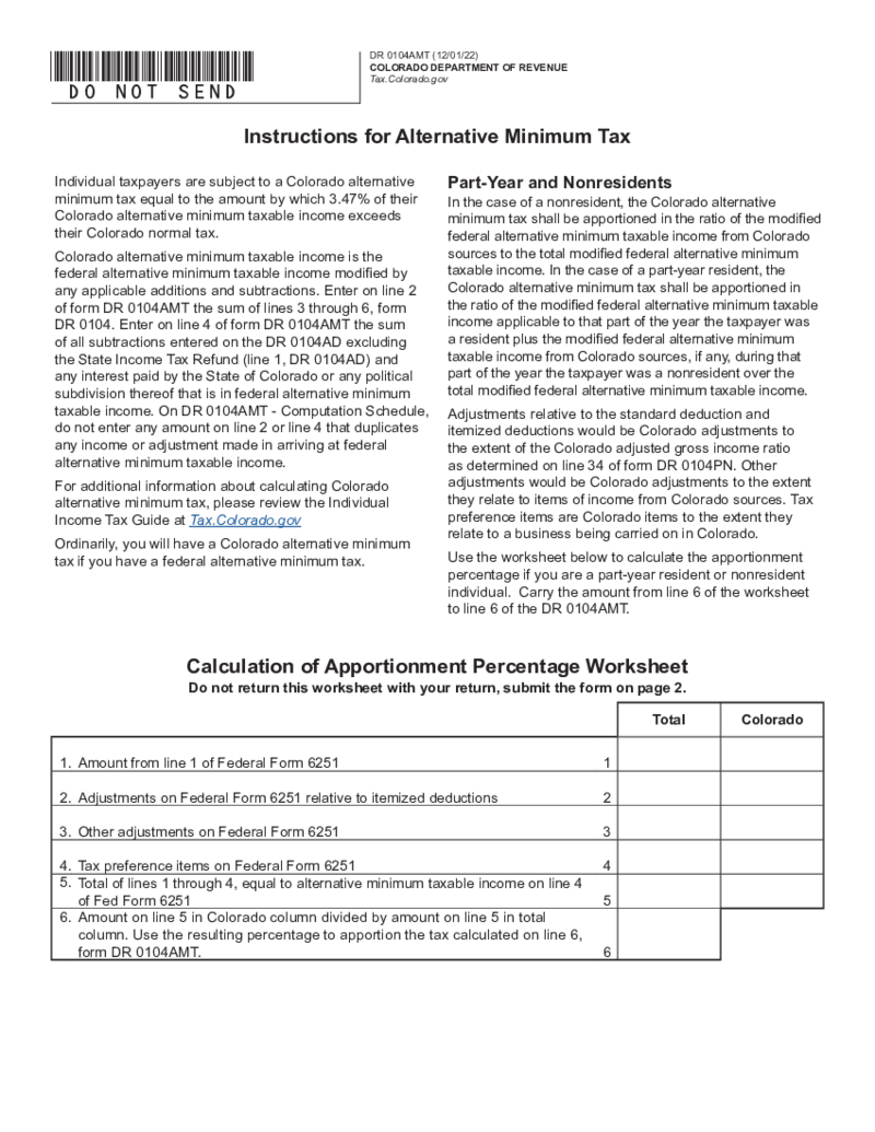 Colorado Form 104AMT (2022)