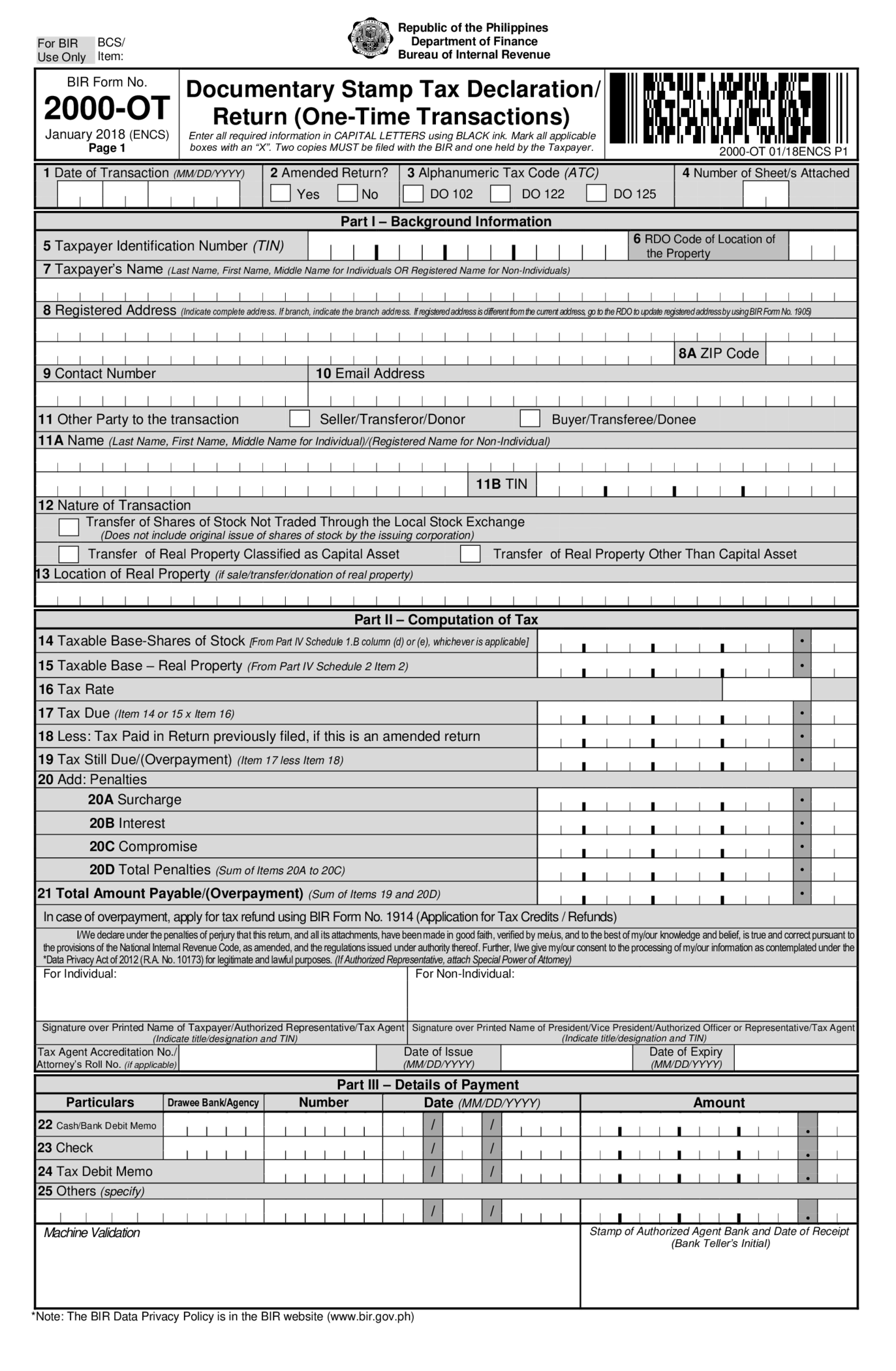 BIR Form 2000-OT - Thumbnail