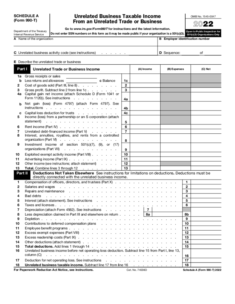 Form 990-T ( Schedule A)