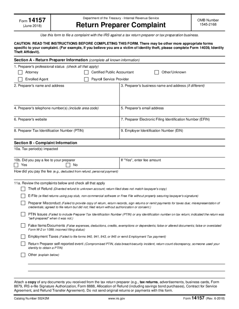 IRS Form 14157