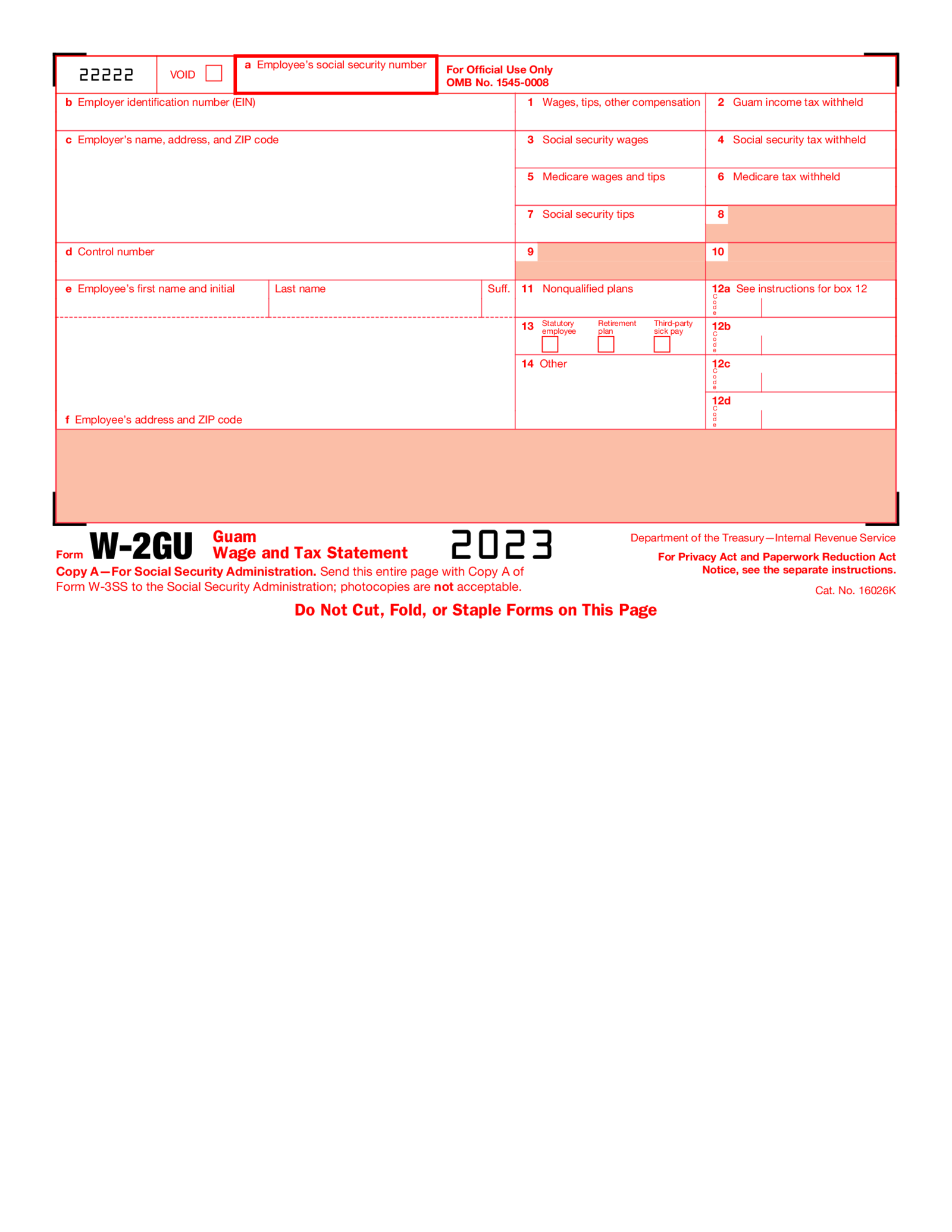 Form W-2GU - Thumbnail