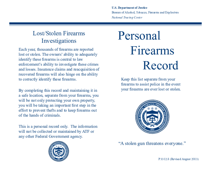 Personal Firearms Record