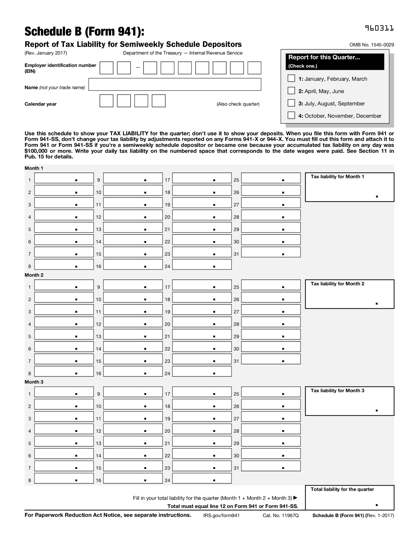 Form 941 Schedule B - Thumbnail