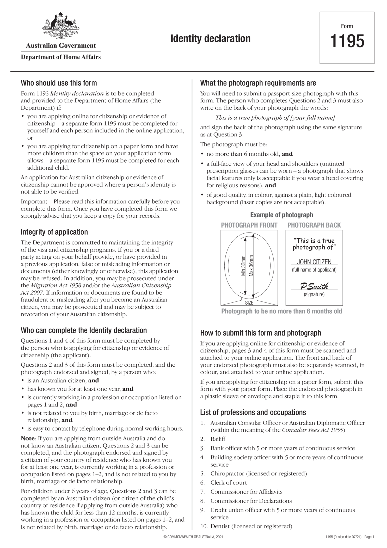 Form 1195 - Thumbnail