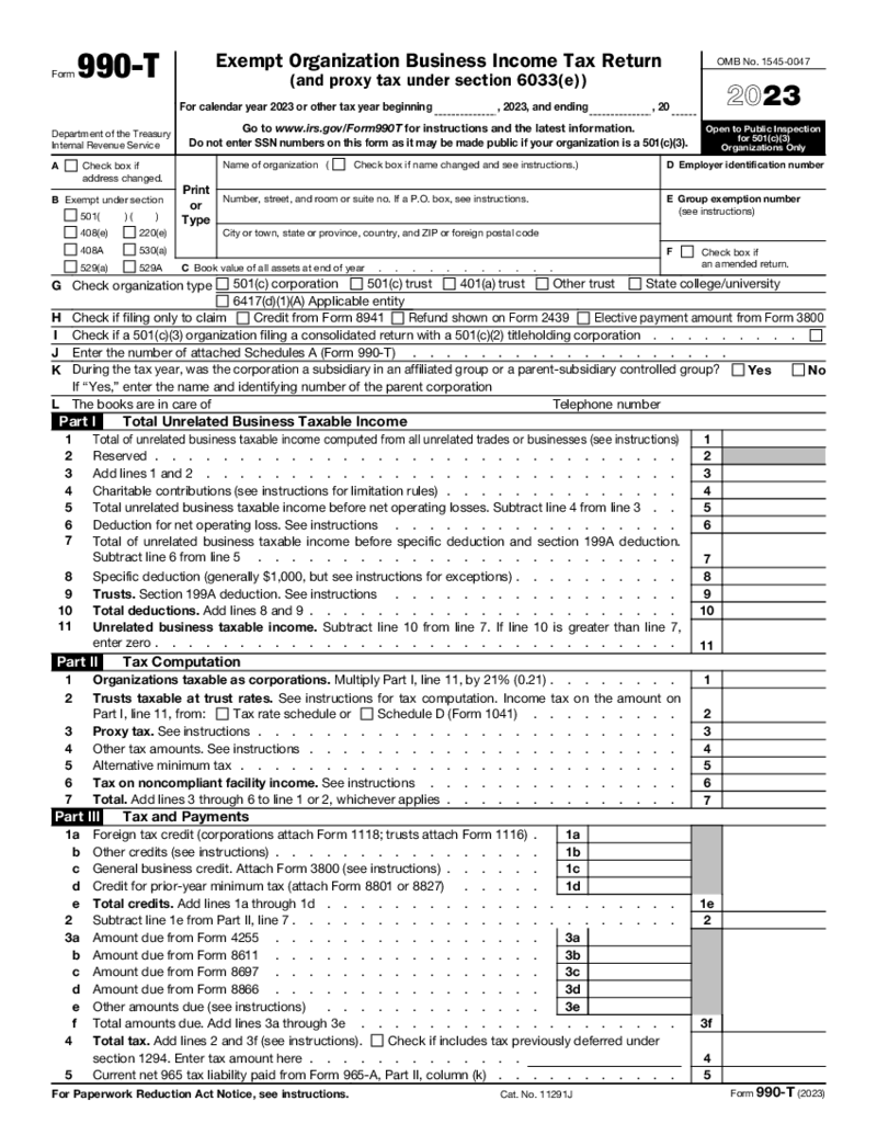 Form 990-T (2023)