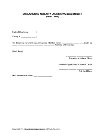 Oklahoma Notary Acknowledgement (individual) - Thumbnail