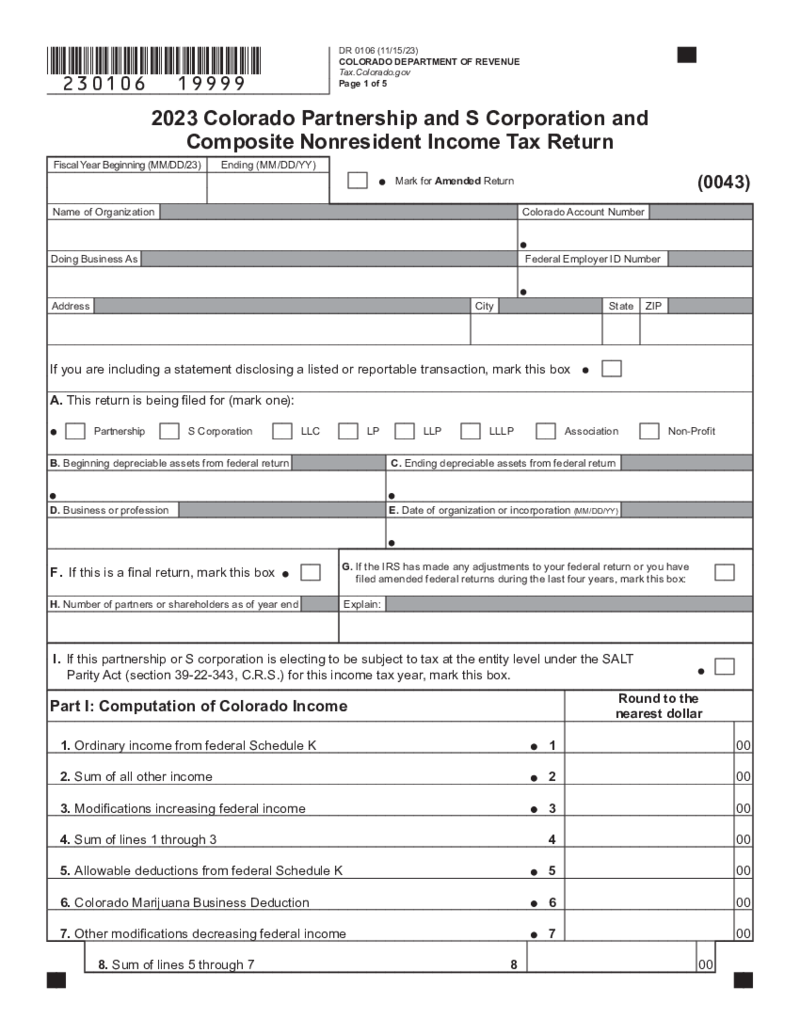 Colorado Form 106