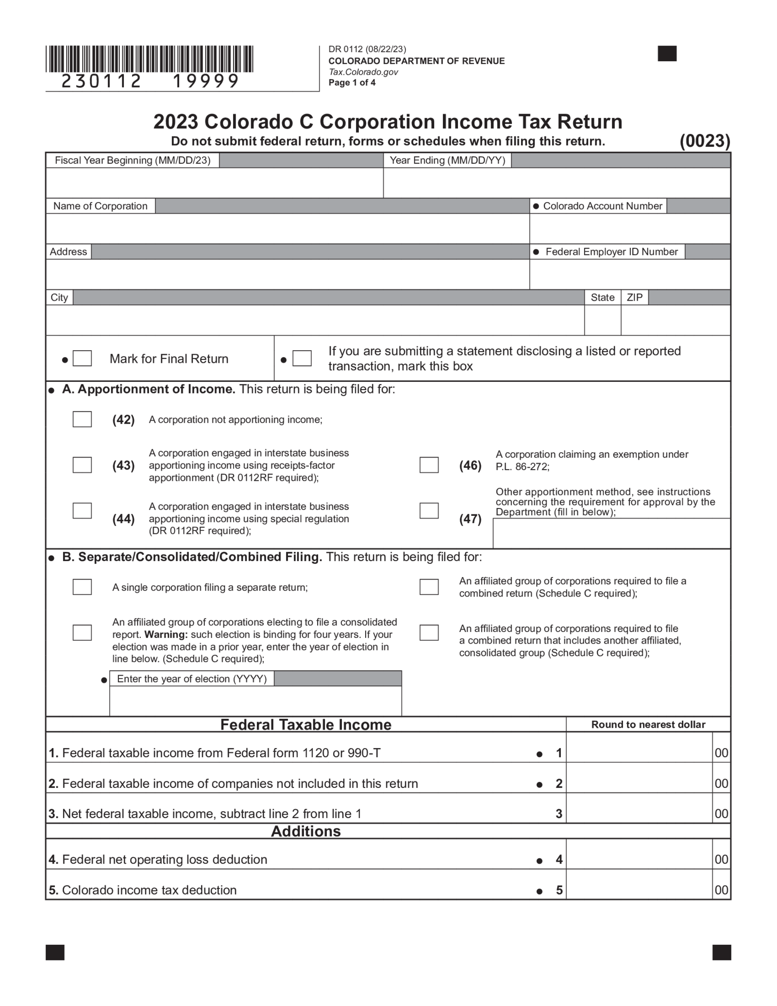 Colorado Form 112 - Thumbnail