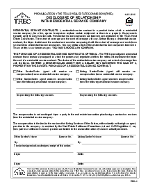 TREC Disclosure of Relationship with Residential Service Company - Thumbnail