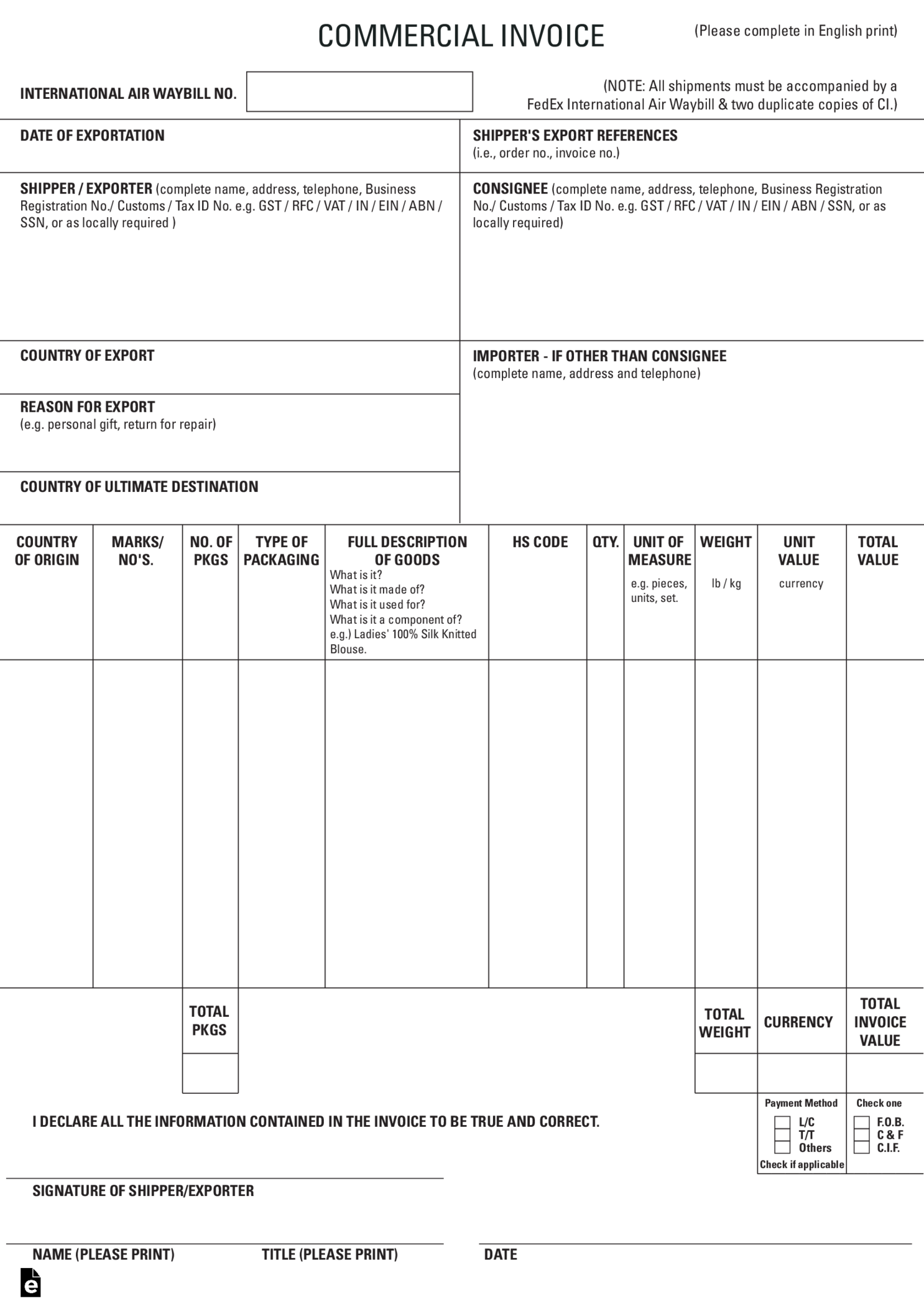 Commercial Invoice - Thumbnail